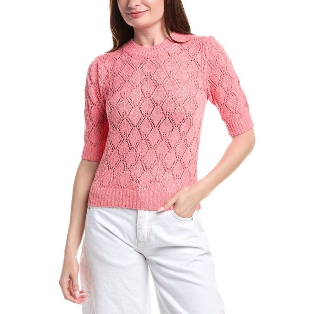 &Isla Womens  Piper Pointelle Knit Top, Pink